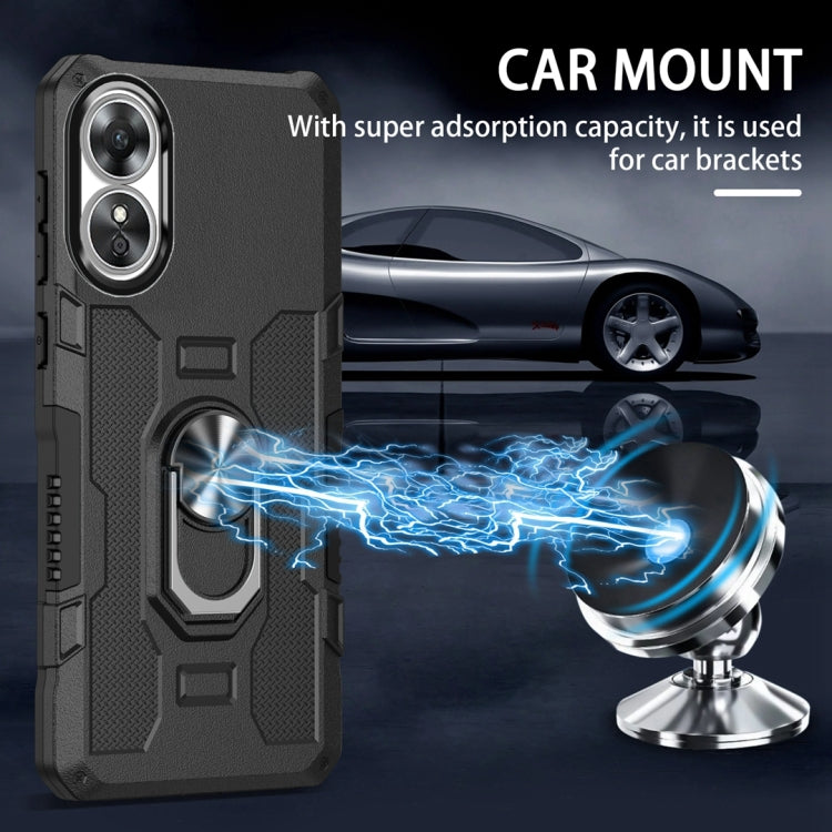 For OPPO A17 Ring Holder Armor Hybrid Phone Case