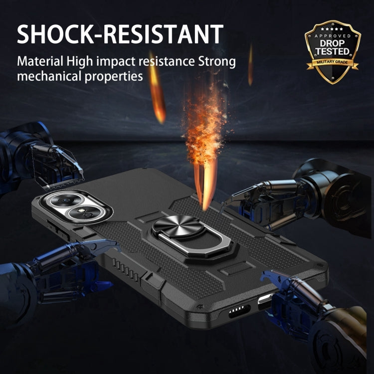 For OPPO A17 Ring Holder Armor Hybrid Phone Case