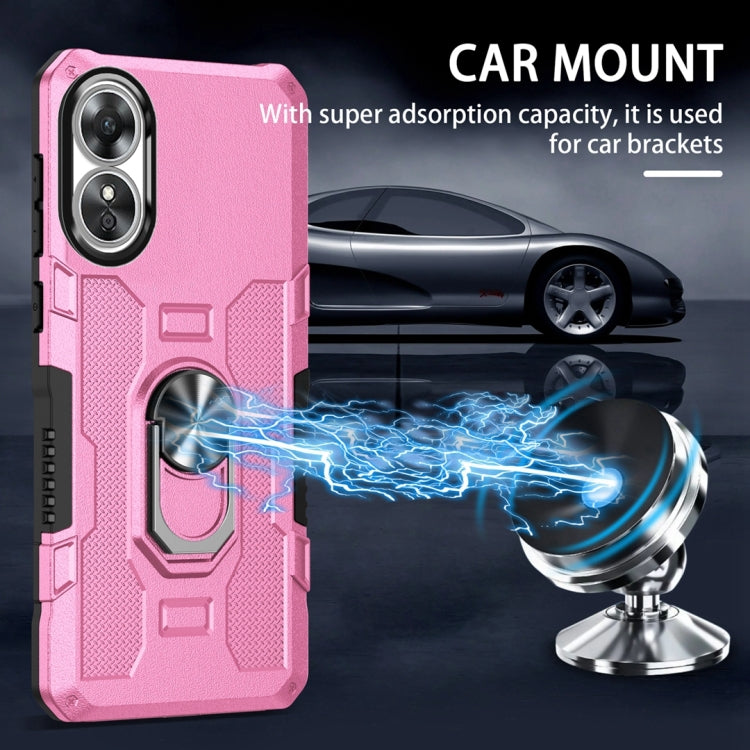 For OPPO A17 Ring Holder Armor Hybrid Phone Case