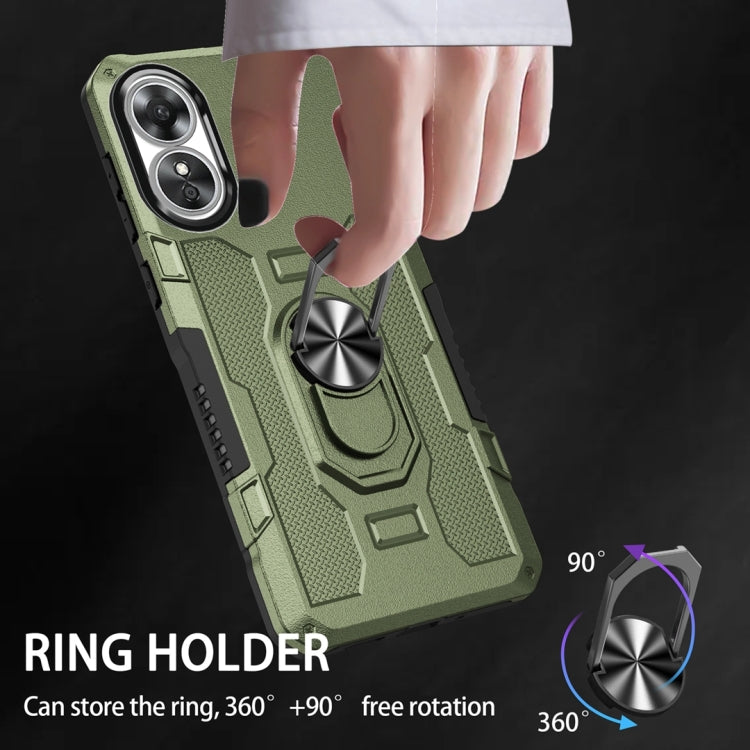 For OPPO A17 Ring Holder Armor Hybrid Phone Case
