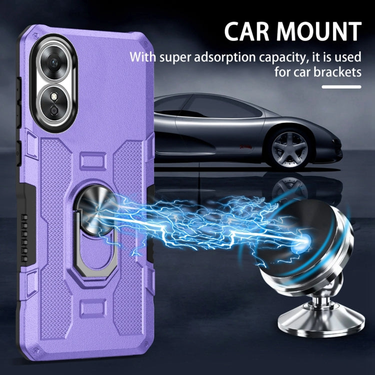 For OPPO A17 Ring Holder Armor Hybrid Phone Case