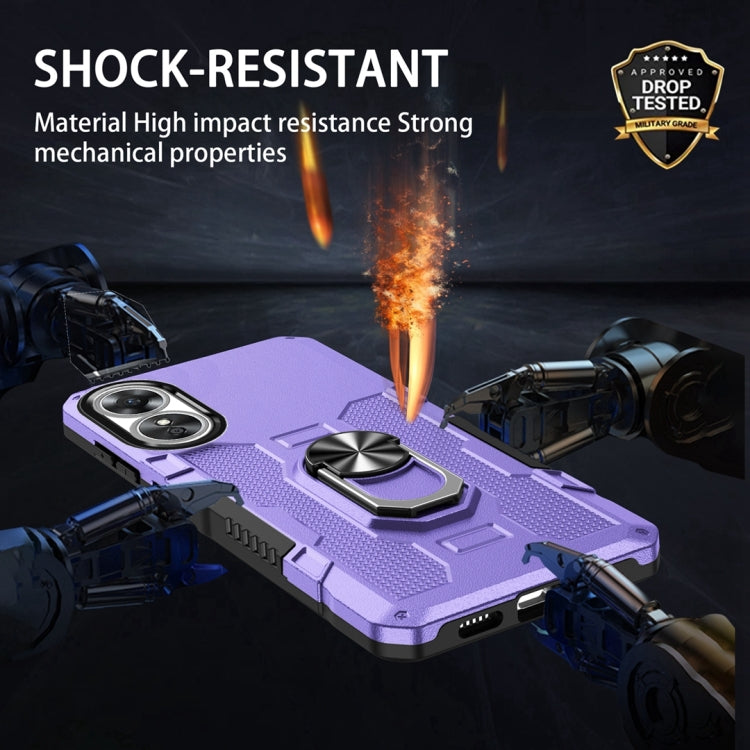 For OPPO A17 Ring Holder Armor Hybrid Phone Case