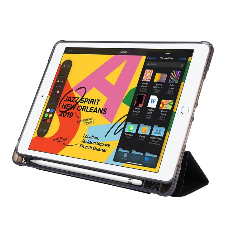 For iPad 10.2 2021 / 2020 / 2019 Airbag Deformation Horizontal Flip Leather Case with Holder & Pen Holder