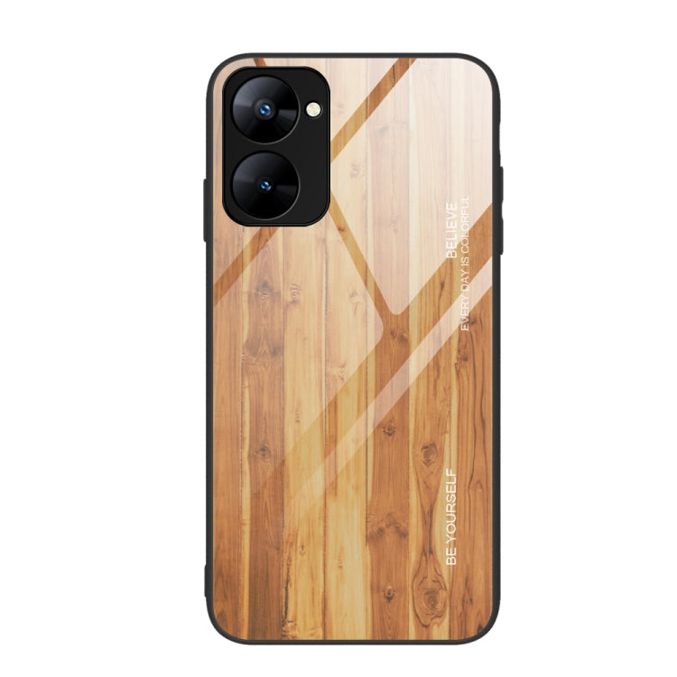 For Realme V30 Wood Grain Glass Phone Case