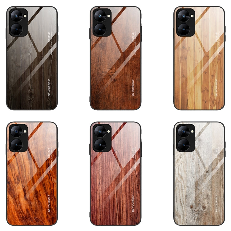 For Realme V30 Wood Grain Glass Phone Case