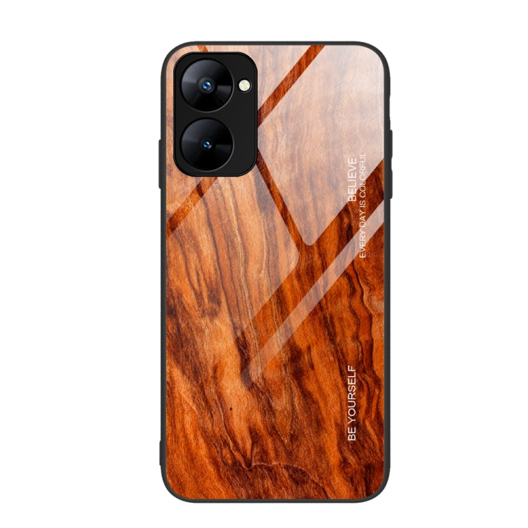 For Realme V30 Wood Grain Glass Phone Case