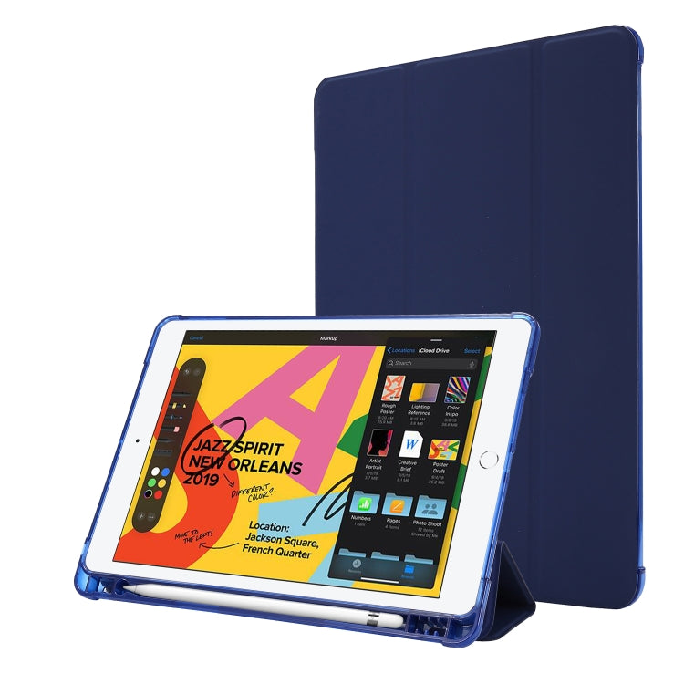 For iPad 10.2 2021 / 2020 / 2019 Airbag Horizontal Flip Leather Case with Three-fold Holder & Pen Holder