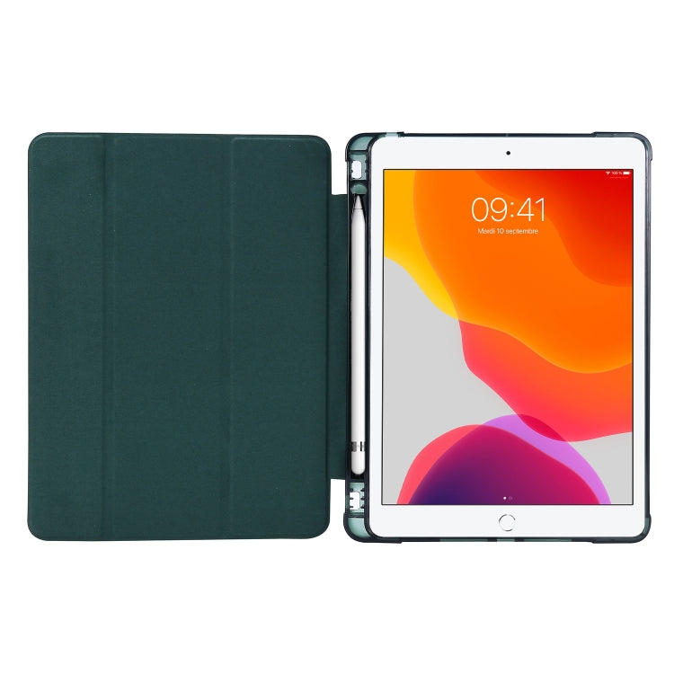 For iPad 10.2 2021 / 2020 / 2019 Airbag Horizontal Flip Leather Case with Three-fold Holder & Pen Holder