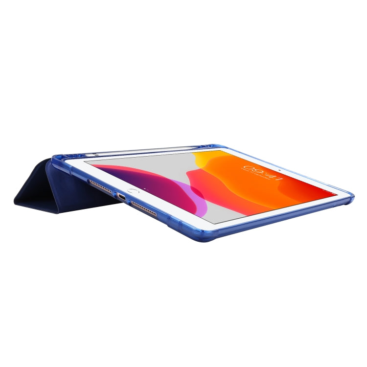 For iPad 10.2 2021 / 2020 / 2019 Airbag Horizontal Flip Leather Case with Three-fold Holder & Pen Holder