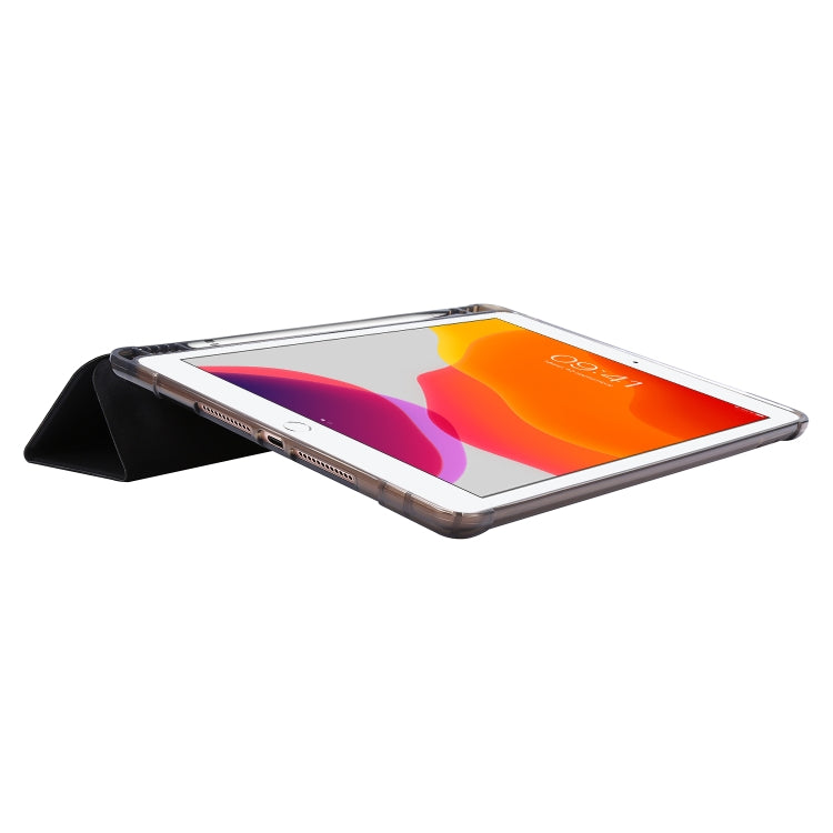 For iPad 10.2 2021 / 2020 / 2019 Airbag Horizontal Flip Leather Case with Three-fold Holder & Pen Holder