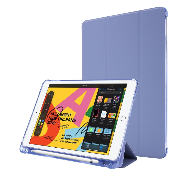 For iPad 10.2 2021 / 2020 / 2019 Airbag Horizontal Flip Leather Case with Three-fold Holder & Pen Holder