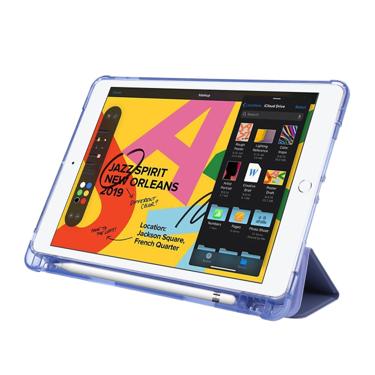 For iPad 10.2 2021 / 2020 / 2019 Airbag Horizontal Flip Leather Case with Three-fold Holder & Pen Holder