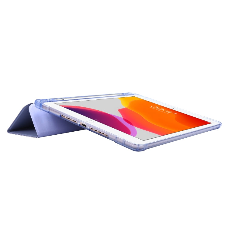 For iPad 10.2 2021 / 2020 / 2019 Airbag Horizontal Flip Leather Case with Three-fold Holder & Pen Holder