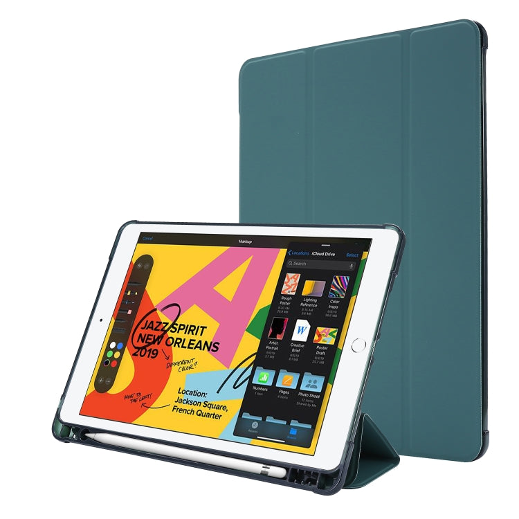 For iPad 10.2 2021 / 2020 / 2019 Airbag Horizontal Flip Leather Case with Three-fold Holder & Pen Holder