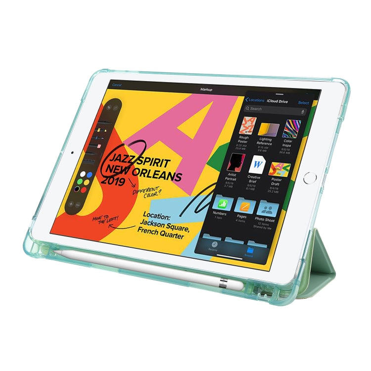 For iPad 10.2 2021 / 2020 / 2019 Airbag Horizontal Flip Leather Case with Three-fold Holder & Pen Holder