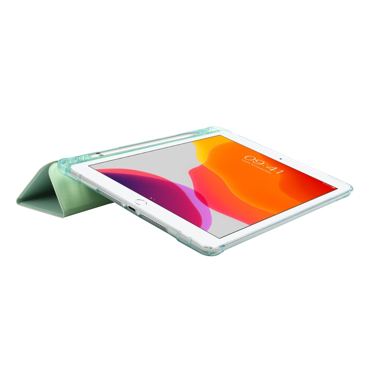 For iPad 10.2 2021 / 2020 / 2019 Airbag Horizontal Flip Leather Case with Three-fold Holder & Pen Holder