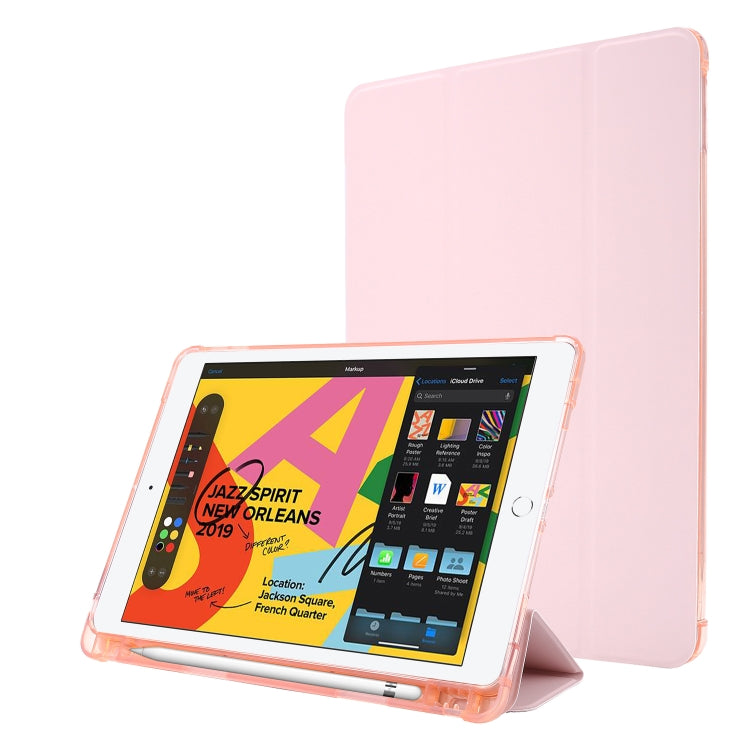 For iPad 10.2 2021 / 2020 / 2019 Airbag Horizontal Flip Leather Case with Three-fold Holder & Pen Holder