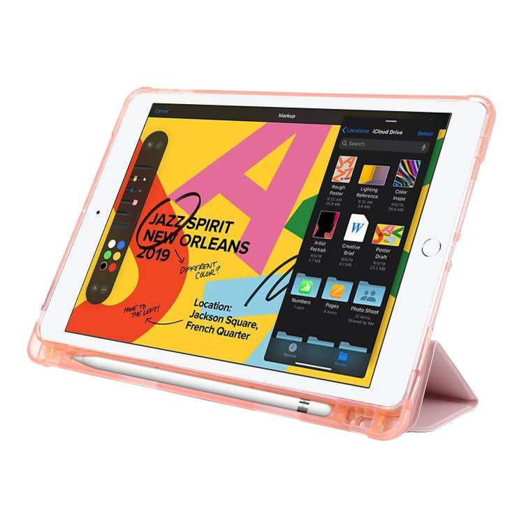 For iPad 10.2 2021 / 2020 / 2019 Airbag Horizontal Flip Leather Case with Three-fold Holder & Pen Holder