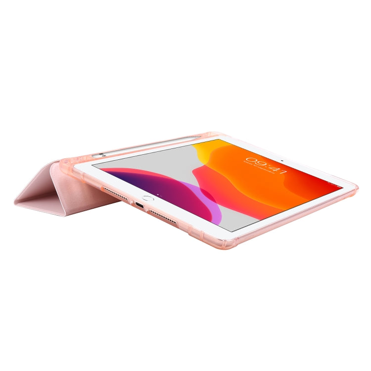 For iPad 10.2 2021 / 2020 / 2019 Airbag Horizontal Flip Leather Case with Three-fold Holder & Pen Holder