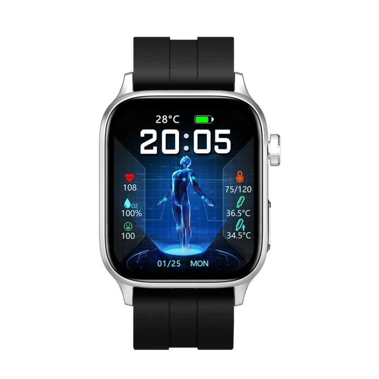 GT22 1.85 inch TFT Screen Silicone Band Health Smart Watch, Support Bluetooth Call / Plateau Blood Oxygen / Body Temperature / Arrhythmia / TI Heart Rate Monitoring