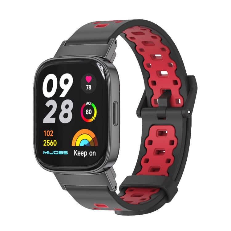 For Redmi Watch 3 Mijobs Square Hole Breathable TPU Watch Band(Black Red)