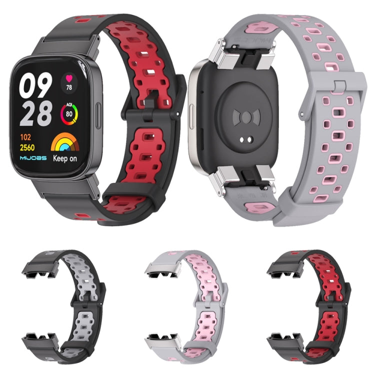 For Redmi Watch 3 Mijobs Square Hole Breathable TPU Watch Band(Black Red)