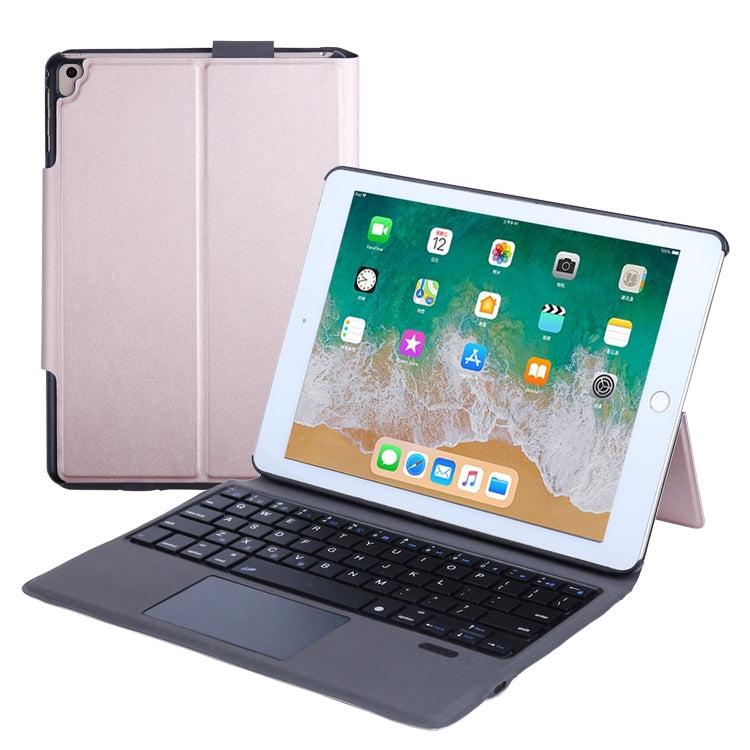 T1091 For iPad 2018 & 2017 / Pro 9.7 / Air 2 / Air Ultra-thin Integrated Touch Bluetooth Keyboard + Lambskin Texture PU Leather Tablet Case with Bracket