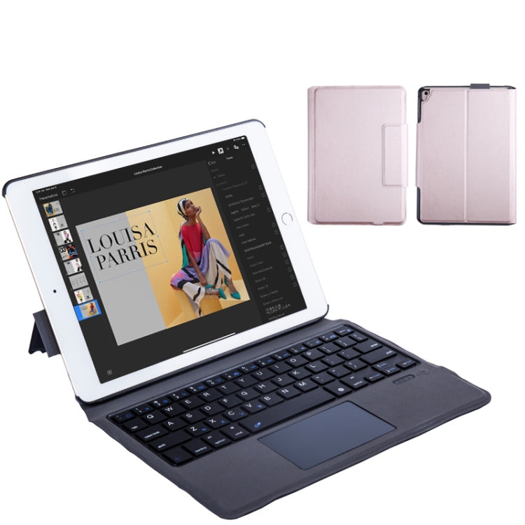 T1091 For iPad 2018 & 2017 / Pro 9.7 / Air 2 / Air Ultra-thin Integrated Touch Bluetooth Keyboard + Lambskin Texture PU Leather Tablet Case with Bracket