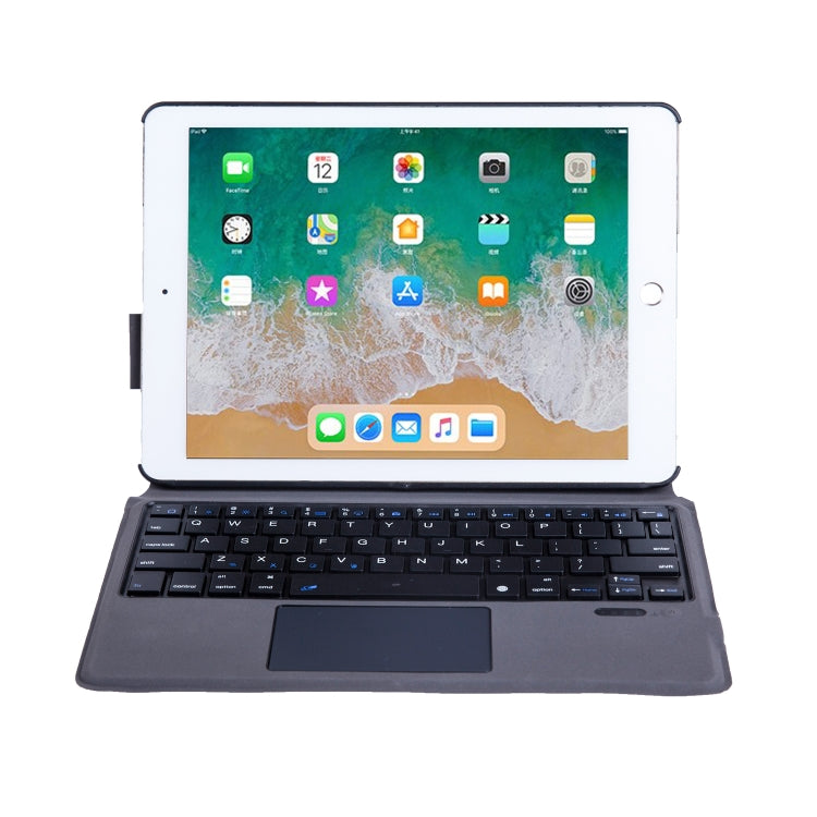 T1091 For iPad 2018 & 2017 / Pro 9.7 / Air 2 / Air Ultra-thin Integrated Touch Bluetooth Keyboard + Lambskin Texture PU Leather Tablet Case with Bracket