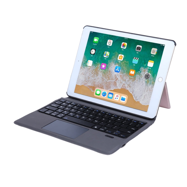 T1091 For iPad 2018 & 2017 / Pro 9.7 / Air 2 / Air Ultra-thin Integrated Touch Bluetooth Keyboard + Lambskin Texture PU Leather Tablet Case with Bracket