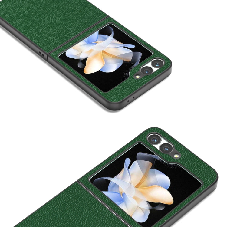 For Samsung Galaxy Z Flip6 / Flip7 FE ABEEL Black Edge Genuine Leather Mino Phone Case
