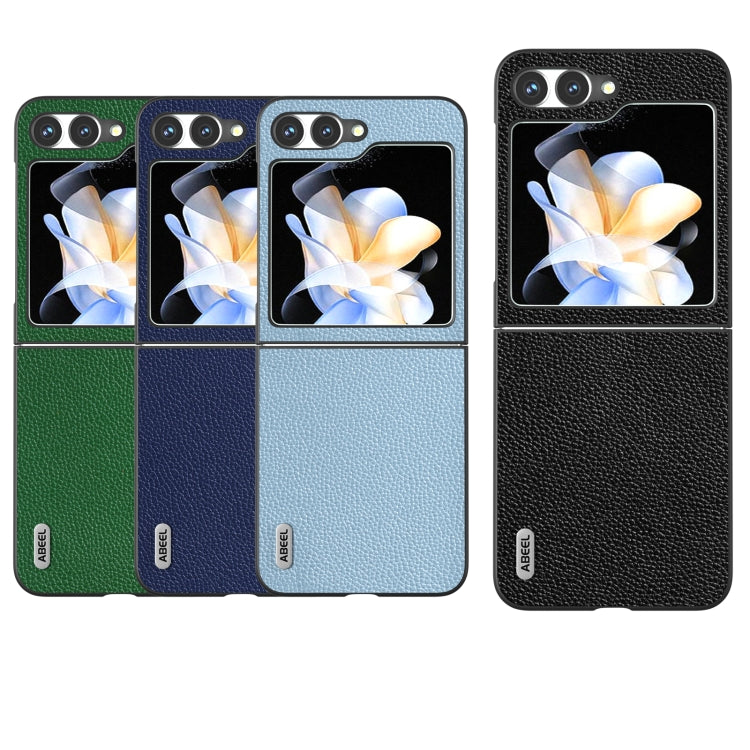 For Samsung Galaxy Z Flip6 / Flip7 FE ABEEL Black Edge Genuine Leather Mino Phone Case
