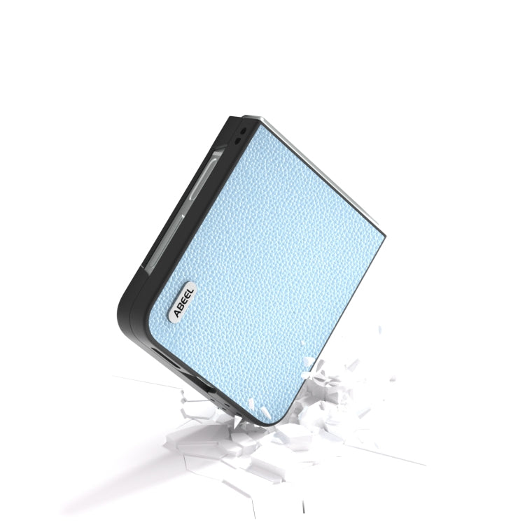 For Samsung Galaxy Z Flip6 / Flip7 FE ABEEL Black Edge Genuine Leather Mino Phone Case