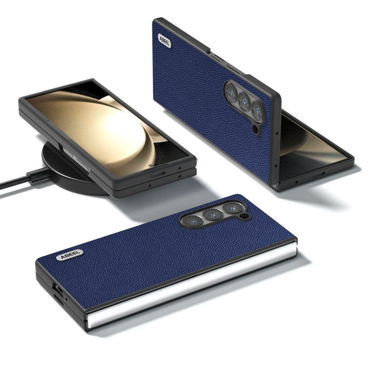 For Samsung Galaxy Z Fold6 ABEEL Black Edge Genuine Leather Mino Phone Case