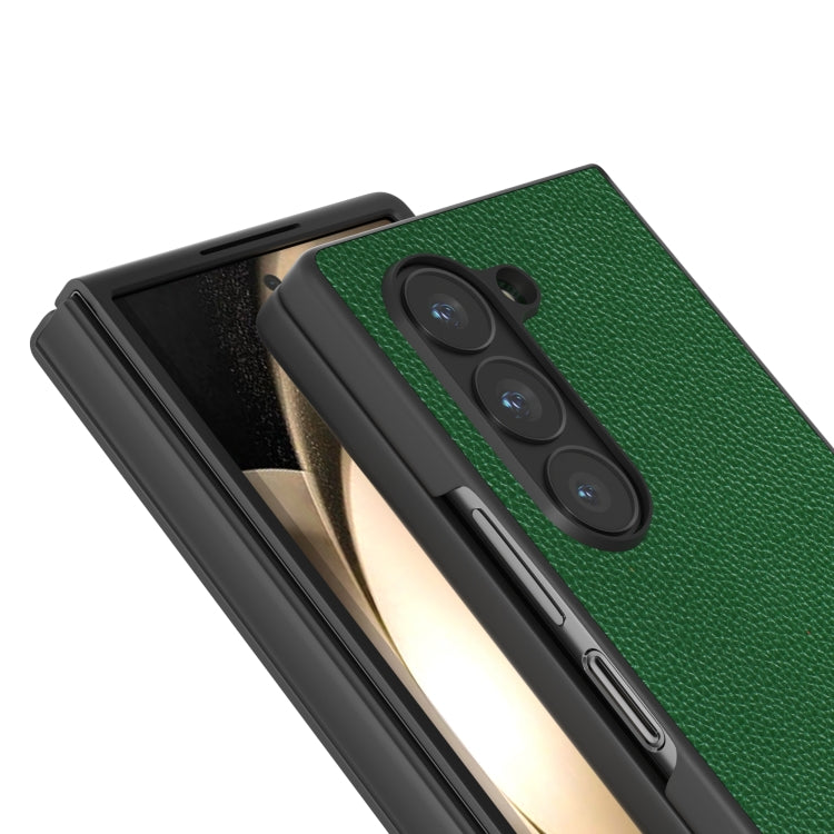 For Samsung Galaxy Z Fold6 ABEEL Black Edge Genuine Leather Mino Phone Case