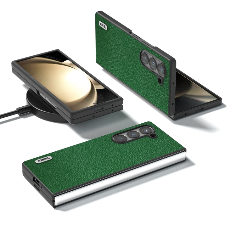For Samsung Galaxy Z Fold6 ABEEL Black Edge Genuine Leather Mino Phone Case
