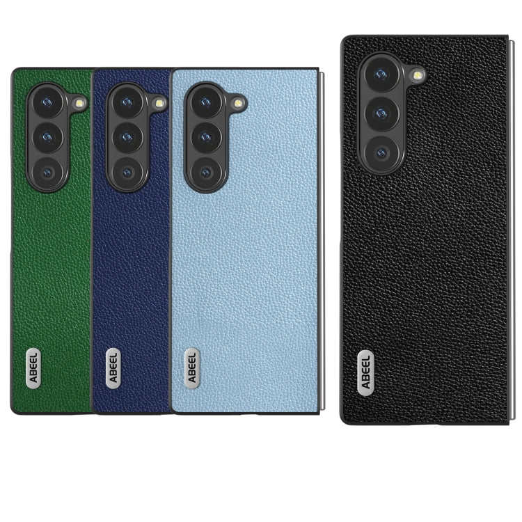 For Samsung Galaxy Z Fold6 ABEEL Black Edge Genuine Leather Mino Phone Case