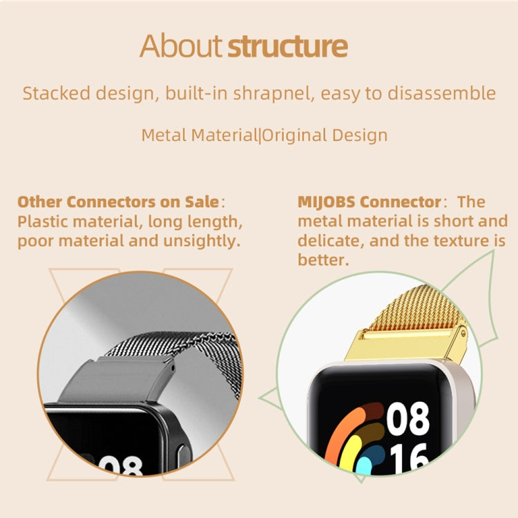 For Redmi Watch 3 Mijobs Milan Magnetic Metal Watch Band