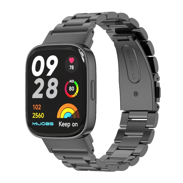 For Redmi Watch 3 Mijobs Three-Bead Metal Stainless Steel Watch Band