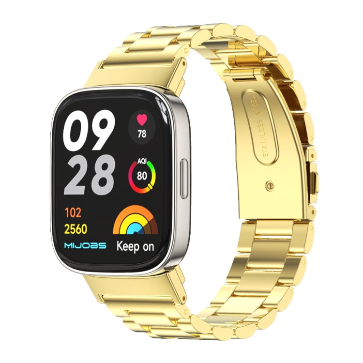 For Redmi Watch 3 Mijobs Three-Bead Metal Stainless Steel Watch Band
