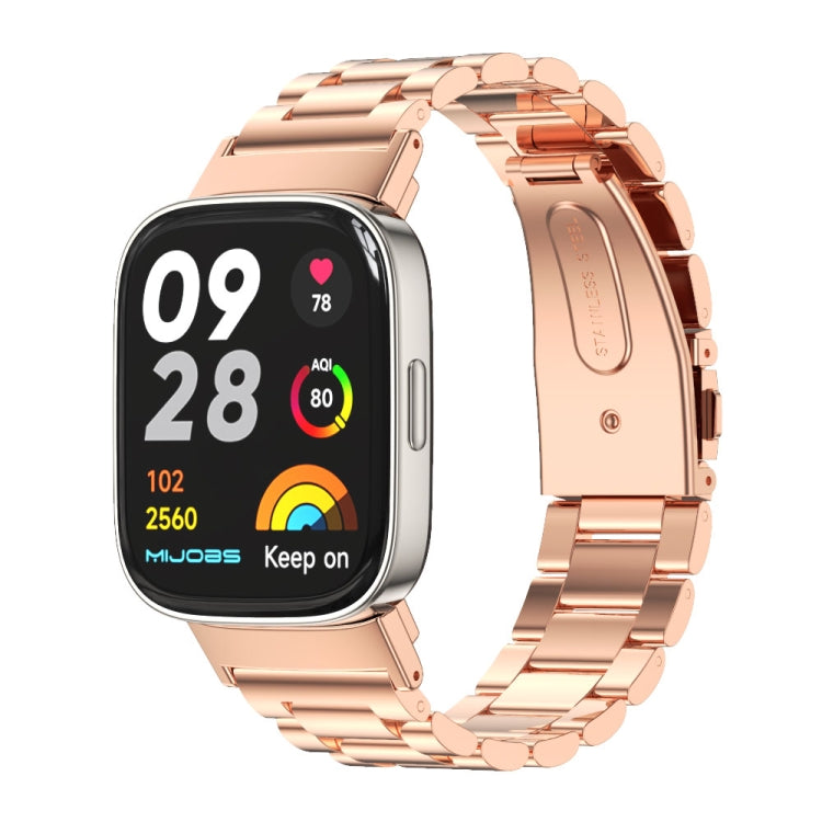For Redmi Watch 3 Mijobs Three-Bead Metal Stainless Steel Watch Band