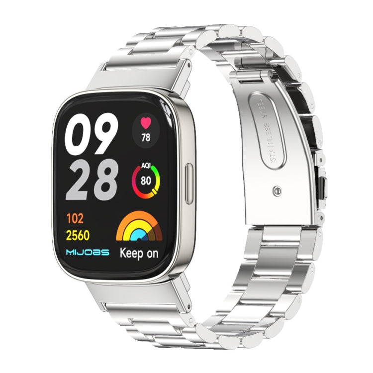 For Redmi Watch 3 Mijobs Three-Bead Metal Stainless Steel Watch Band