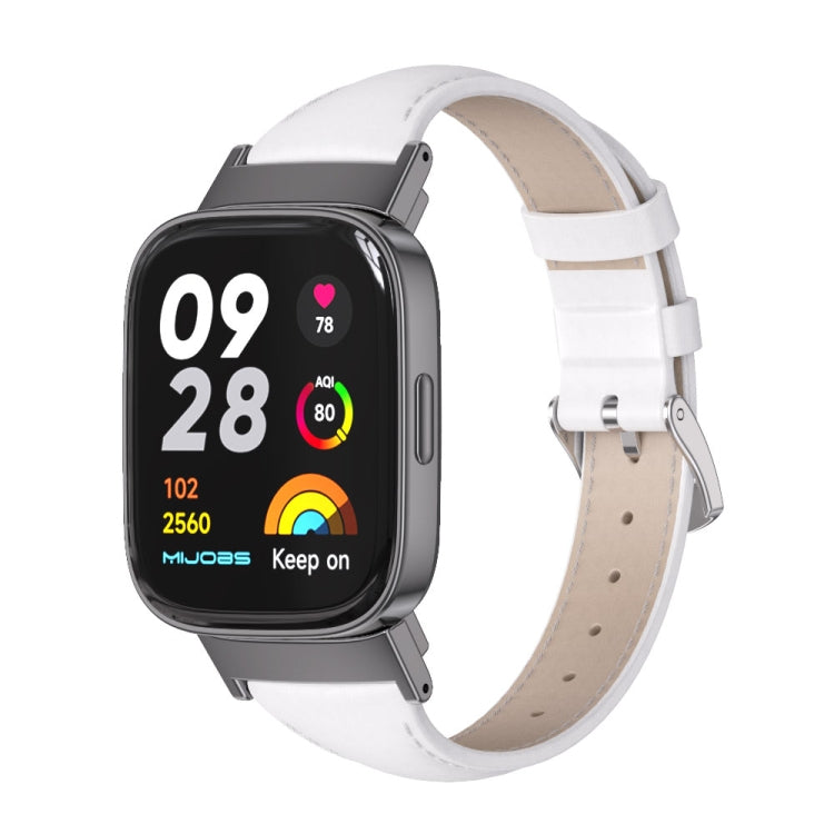 For Redmi Watch 3 Mijobs Genuine Leather Slim Watch Band