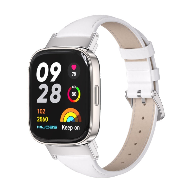 For Redmi Watch 3 Mijobs Genuine Leather Slim Watch Band