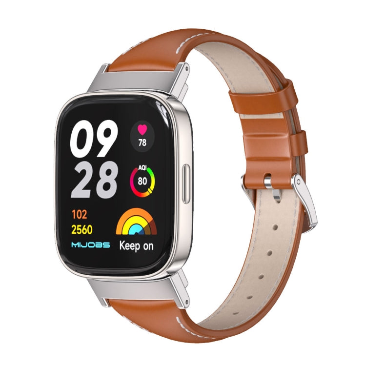 For Redmi Watch 3 Mijobs Genuine Leather Slim Watch Band