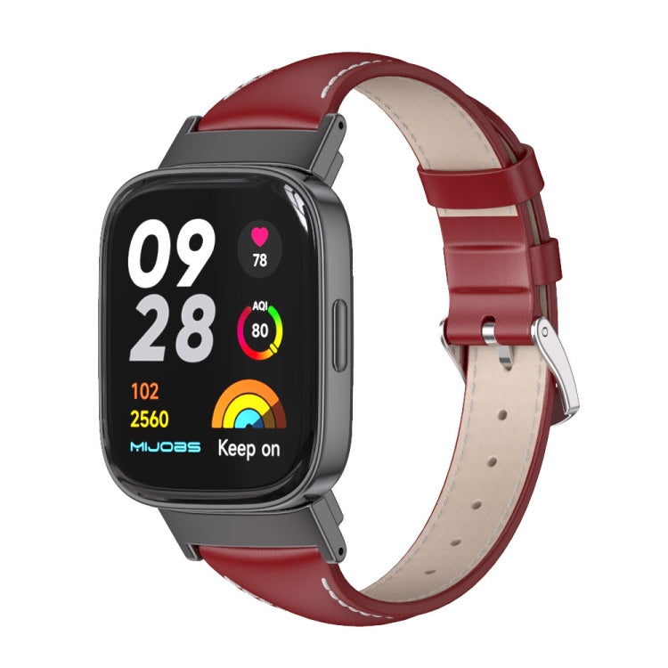 For Redmi Watch 3 Mijobs Genuine Leather Slim Watch Band