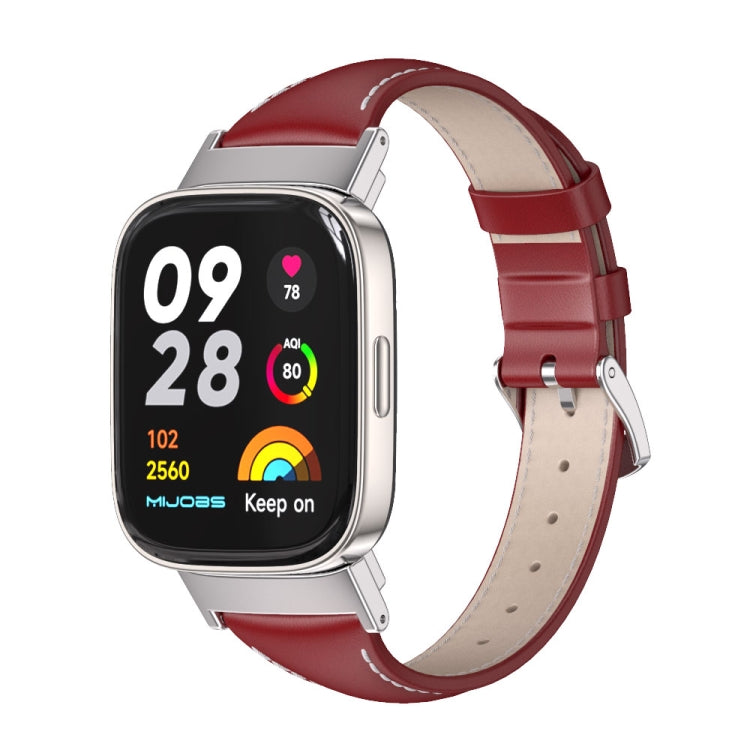 For Redmi Watch 3 Mijobs Genuine Leather Slim Watch Band