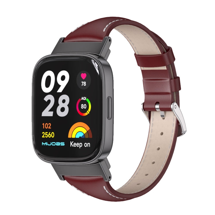For Redmi Watch 3 Mijobs Genuine Leather Slim Watch Band