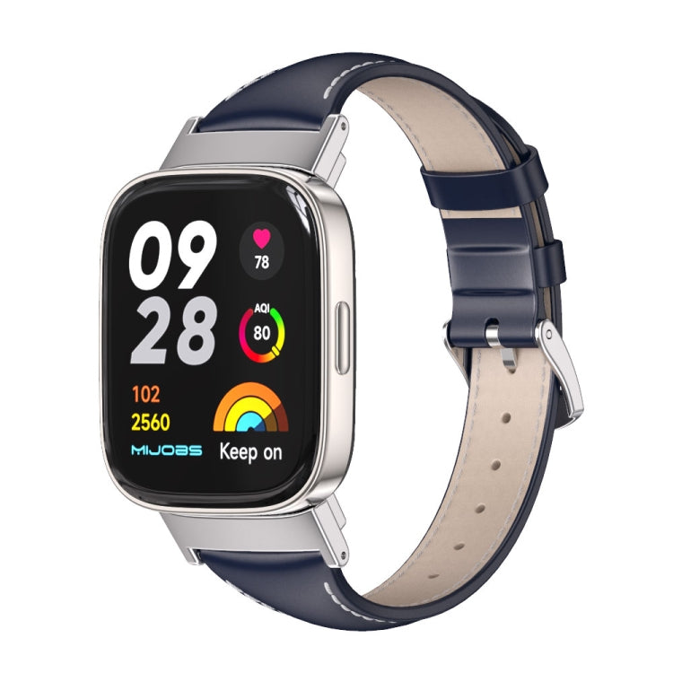 For Redmi Watch 3 Mijobs Genuine Leather Slim Watch Band