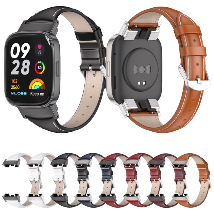 For Redmi Watch 3 Mijobs Genuine Leather Slim Watch Band